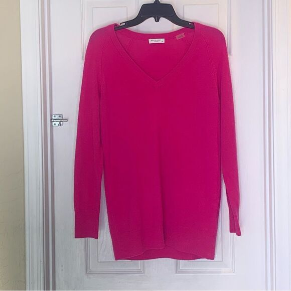 Equipment Femme 100% Cashmere Bright Berry Pink V-Neck Sweater Size Small - Picture 7 of 8
